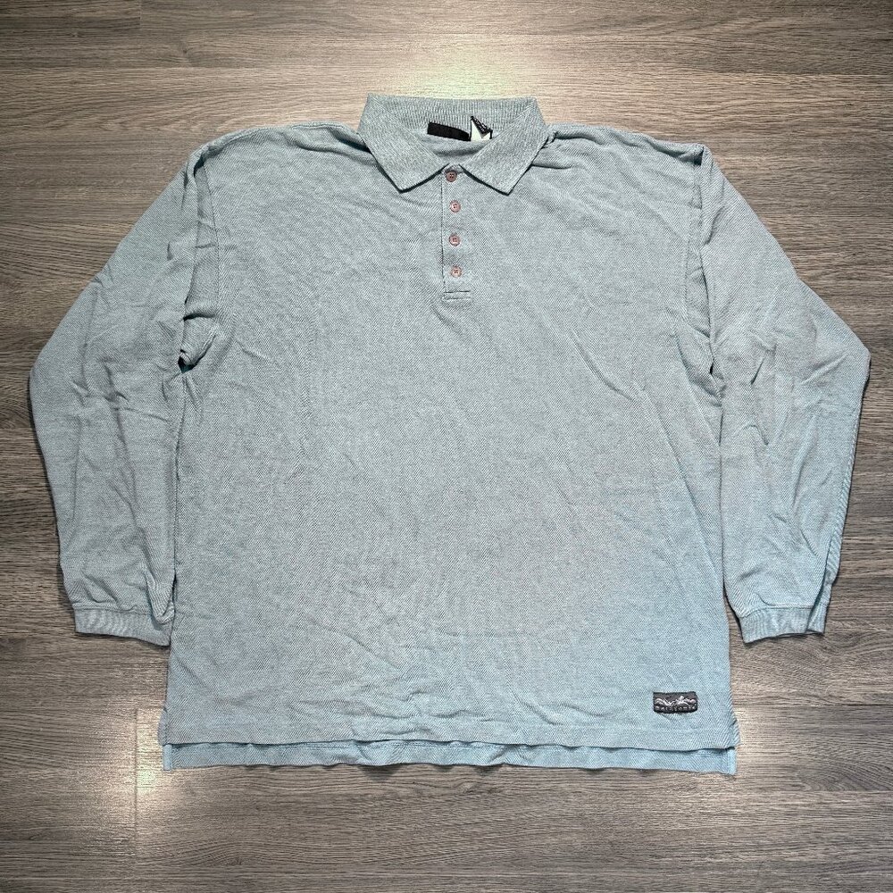 *Vintage Patagonia Men's Long Sleeve Polo - Light Blue